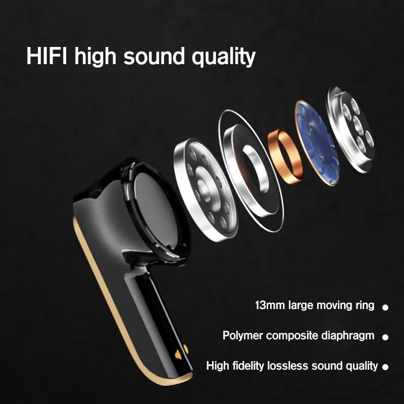 Fone De Ouvido Bluetooth 5.3 HIFI Estéreo Sem Fio Earbud Com Microfone HD