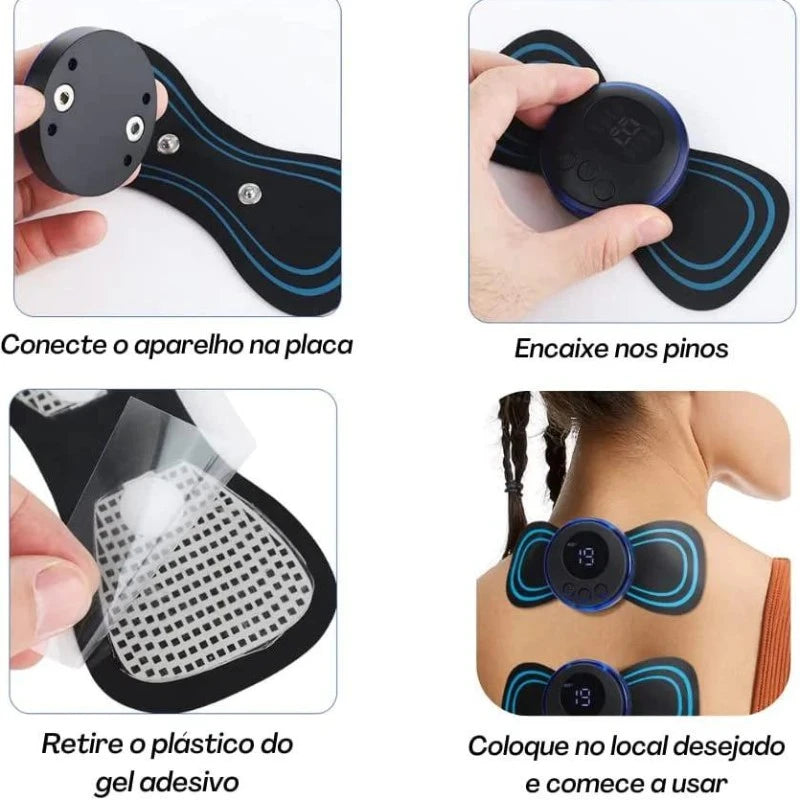 Mini massageador elétrico portátil EMS de estimulação do pescoço para alívio da dor muscular cervical