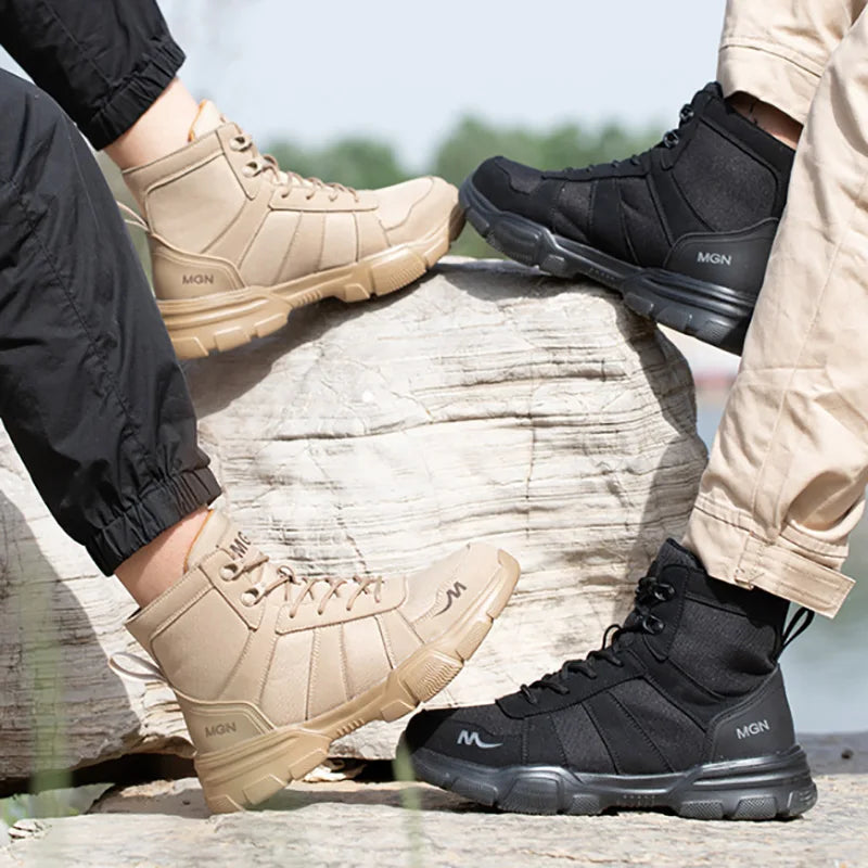 Botas de trabalho Sapatos de segurança indestrutíveis Sapatos masculinos com biqueira de aço Tênis à prova de furos Calçados masculinos Sapatos femininos antiderrapantes Sapatos de trabalho